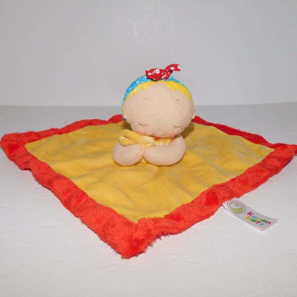 Blonde Baby Girl Yellow Red Security Blanket Karen Katz 2013 Animal Adventure